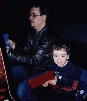 david shooting dinosaurs